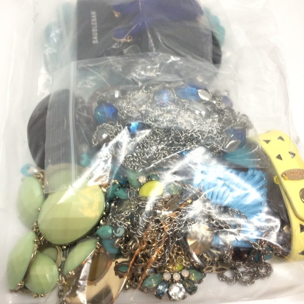 Mystery Jewelry Lot Wearable Bracelets Necklaces Earrings Blue Yellow 1+ Pound - Picture 5 of 16